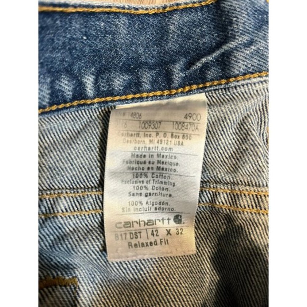 Carhartt B17 DST Jeans Men's‎ 42x32 Relaxed Fit Straight Leg Denim Blue - Picture 5 of 7